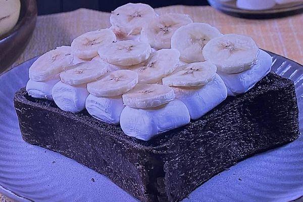 乃が美とゴディバコラボ　食パン
アレンジレシピ　マシュマロバナナ　画像